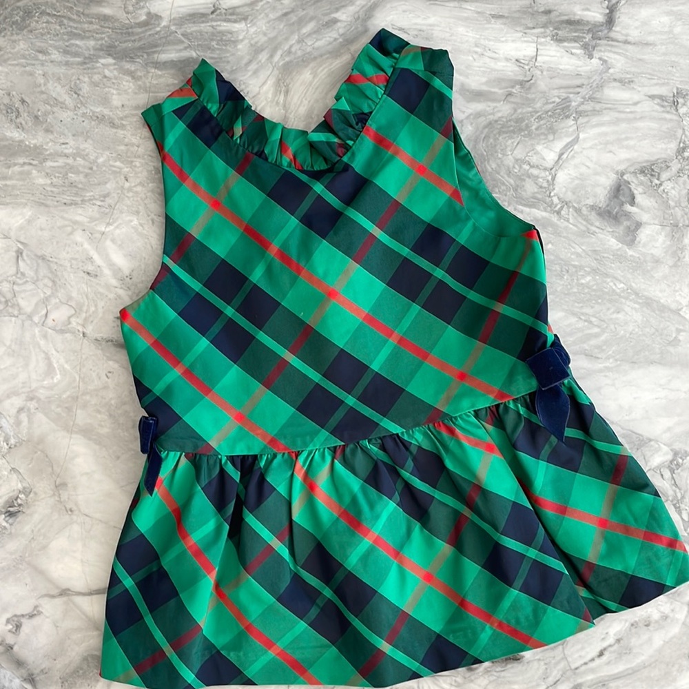 COPY - LIKE NEW! Janie & Jack plaid satin peplum blouse